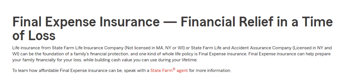 state farm final expense insurance